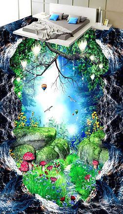 梦幻森林立体画地面装饰|梦幻森林3d立体地画