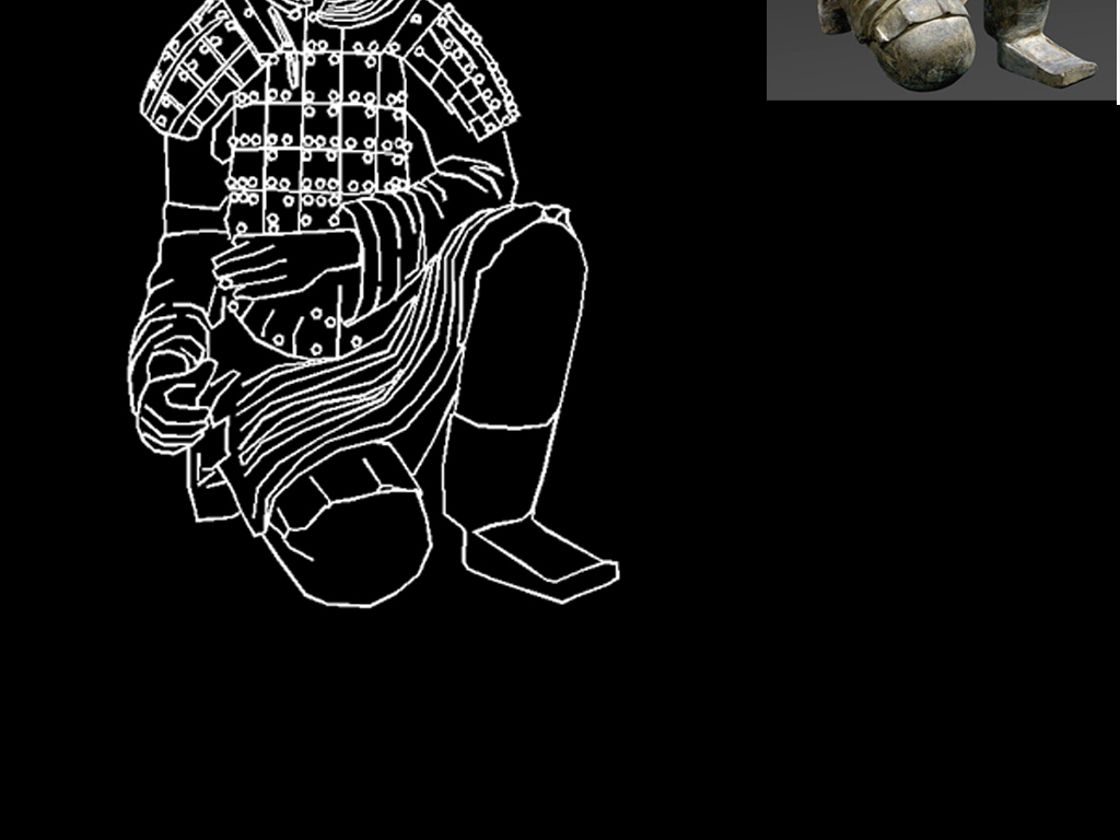 兵马俑雕塑cad图块