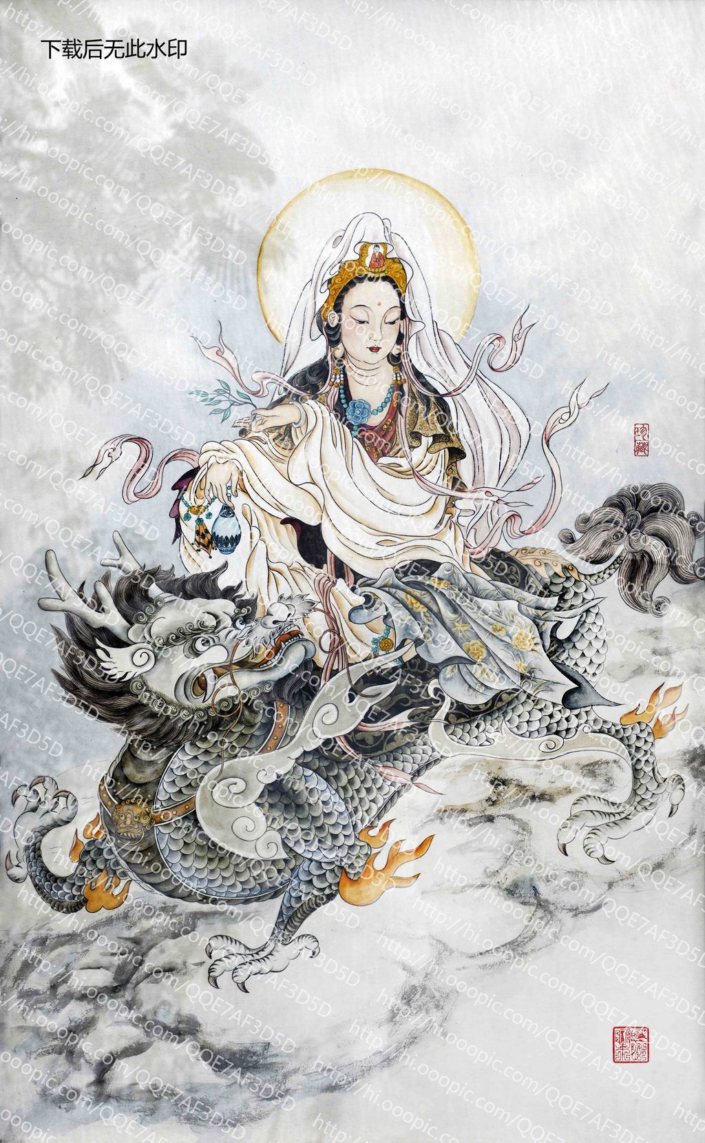 高清大慈大悲观音菩萨坐骑金毛犼朝天吼