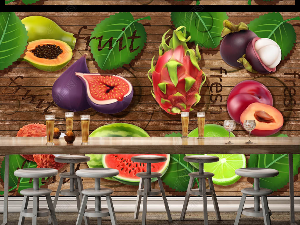 水果店工装背景墙装饰画