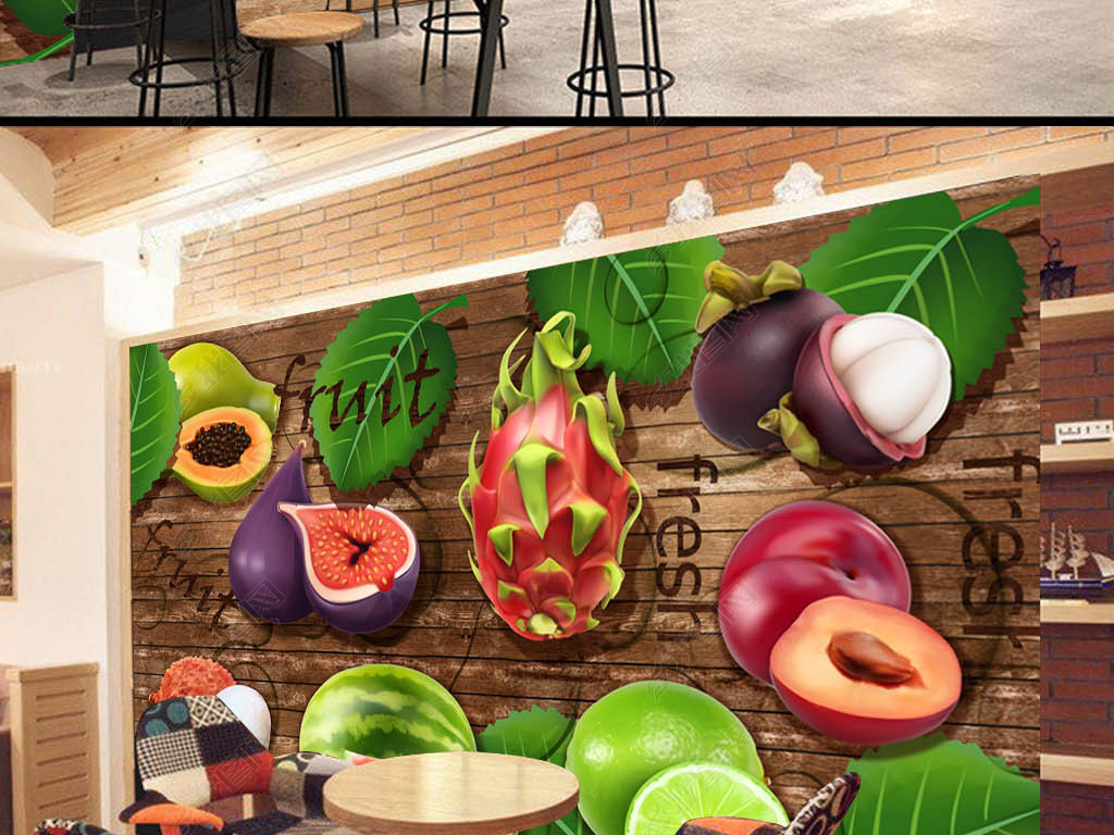 水果店工装背景墙装饰画