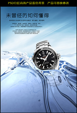 蓝色科技防水产品宣传海报宣传页