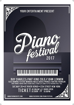 黑白设计欧式简约钢琴音乐会PSD宣传海报