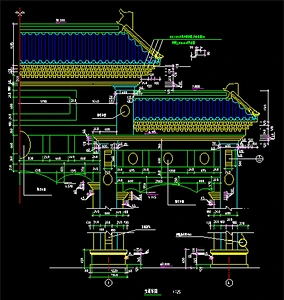 古典大门房檐CAD结构立面图