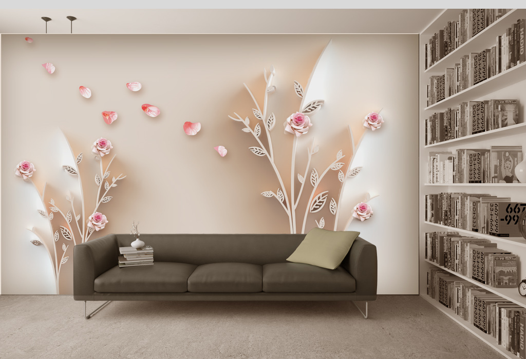 抽象花艺术树3d背景墙壁画