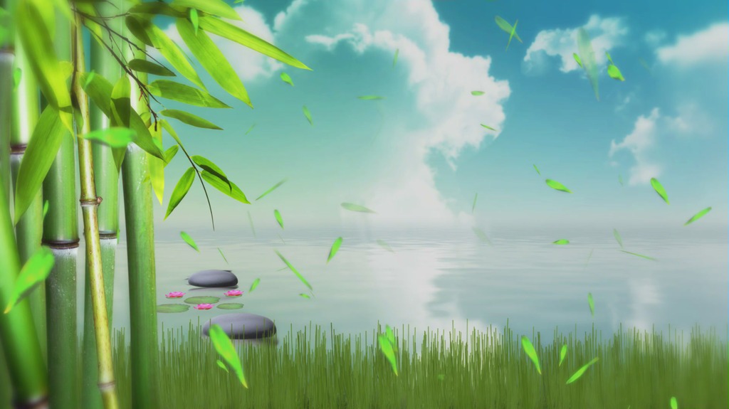 竹叶飘落江南丝竹表演舞台背景视频