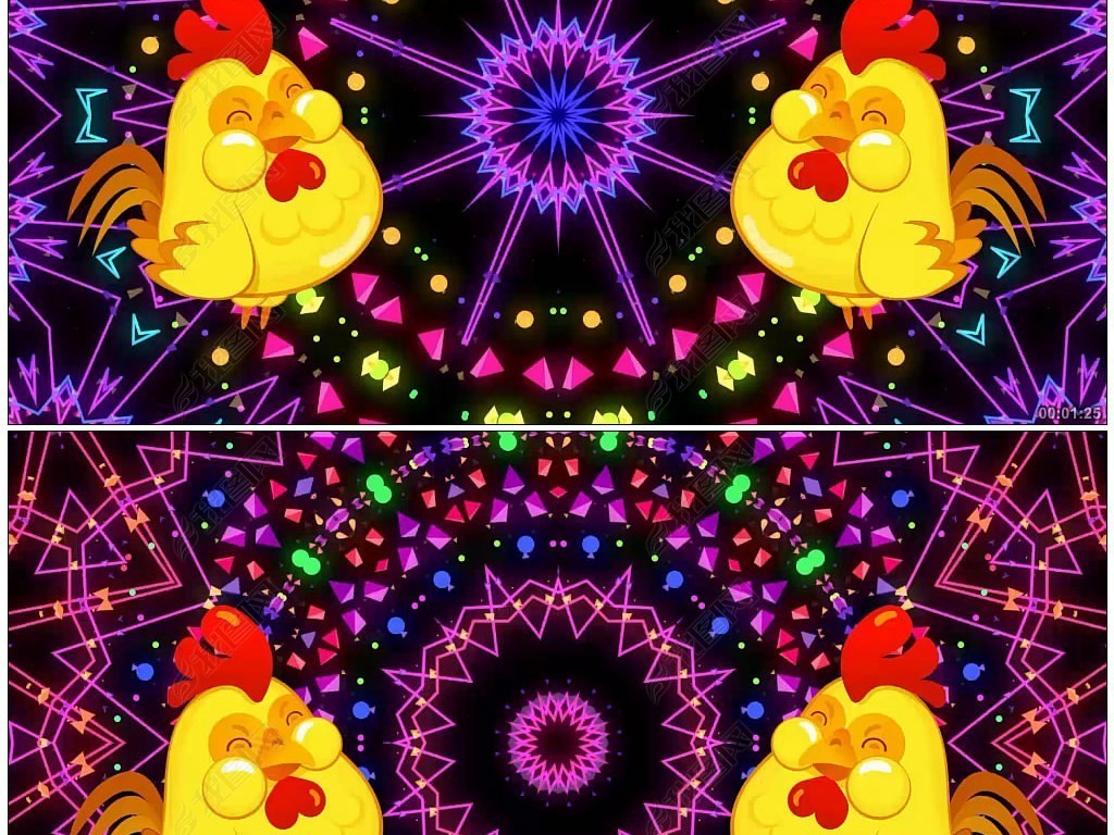 小鸡小鸡鸡年开场led舞台背景视频4
