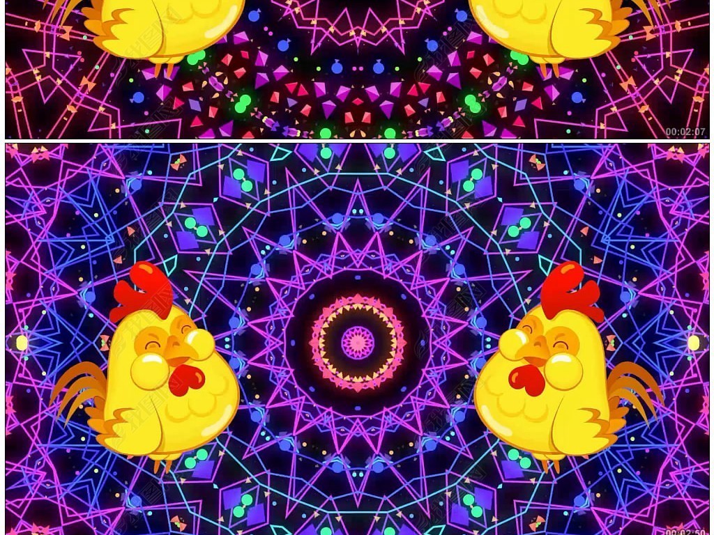 小鸡小鸡鸡年开场led舞台背景视频4
