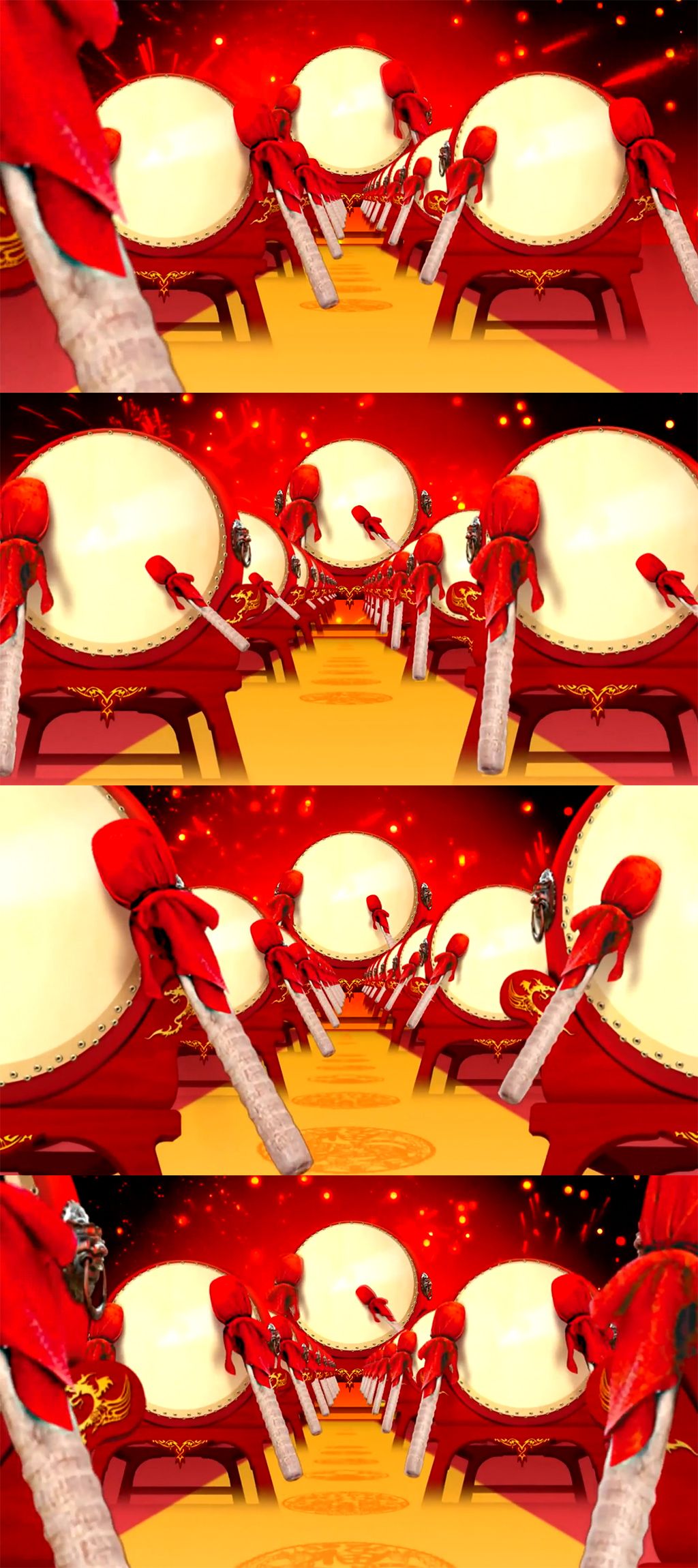 新春喜庆大鼓敲击吉祥福字欢乐贺岁晚会开场屏幕舞台背景视频素材