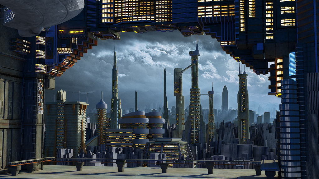 3d未来外太空科幻城市科幻元素外星模型