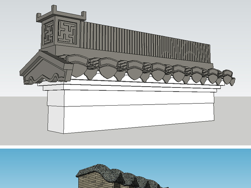 徽派传统建筑马头墙su模型