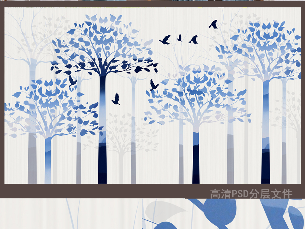 现代简约北欧树林背景装饰画壁画