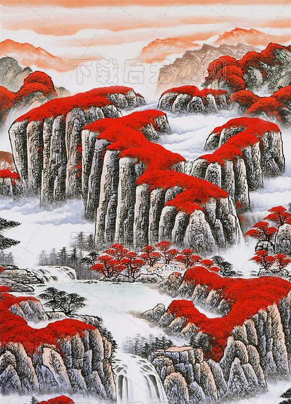 鸿运当头山水画下载-编号16086225-山水风景画-我图网