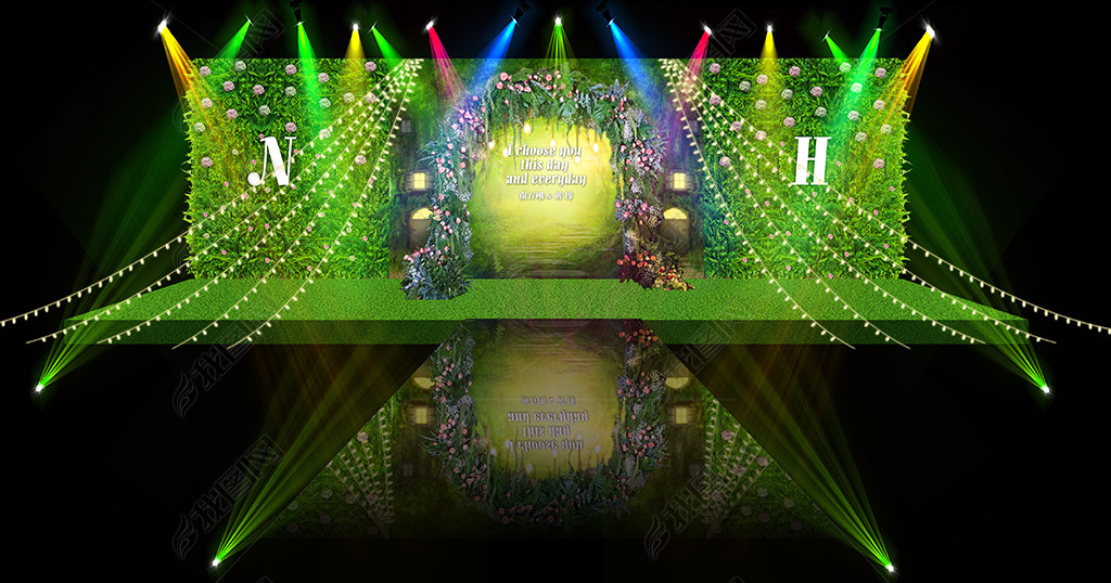 原创森林系列主题婚礼舞台场景效果