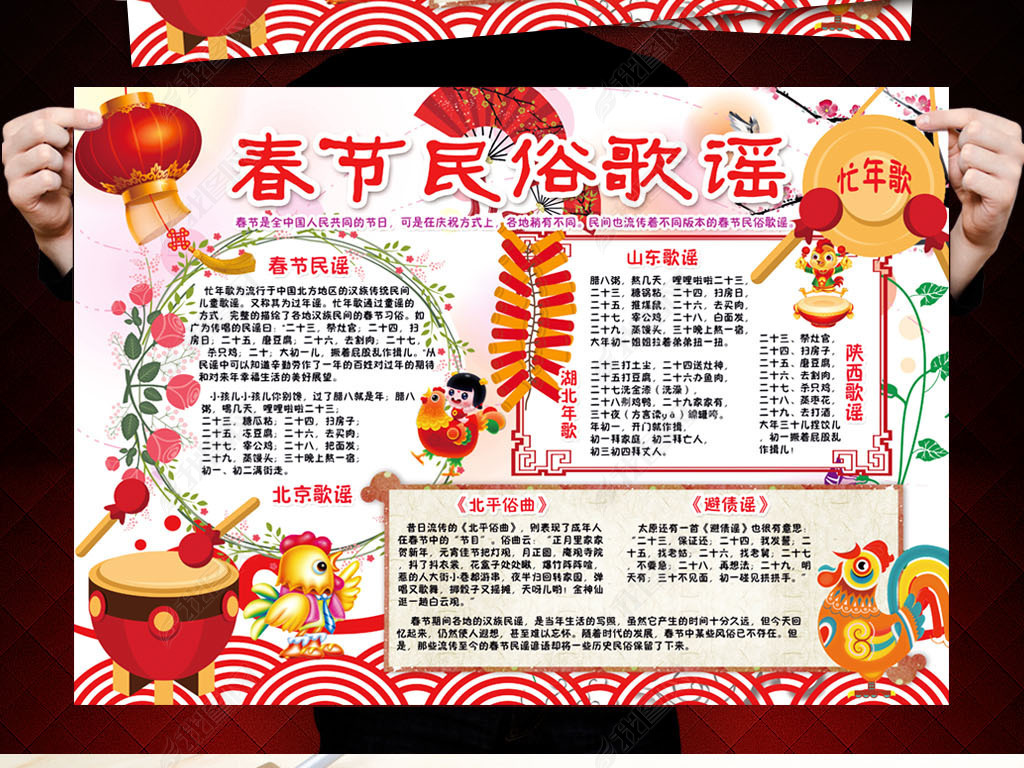 新年习俗除夕寒假小报素材下载-编号16089518-春节|元旦手抄报-我图网