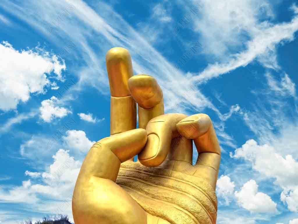 原创高清佛像金色手印说法印装饰画