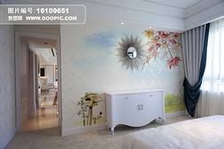 客厅卧室抽象风景背景墙手绘素材