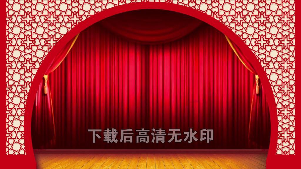 喜庆红色中国风相声小品幕布背景视频