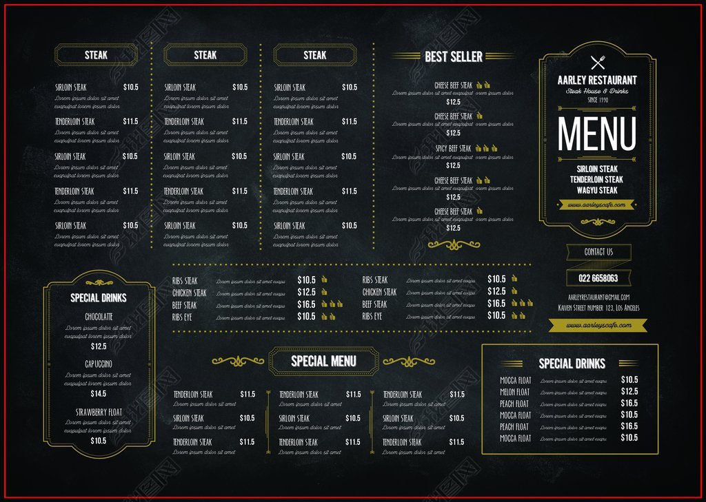 咖啡馆创意时尚黑板菜单psd模版