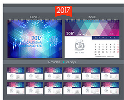 2017年蓝字色台历设计模板