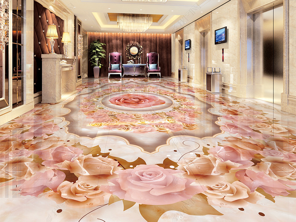 大理石浮雕石纹拼花瓷砖3d地板地砖