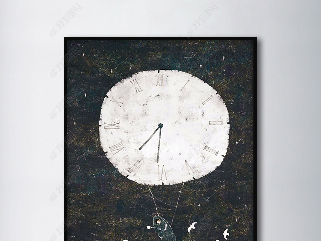 原创在时间的长河里北欧抽象手绘怀旧现代装饰画版权可商用