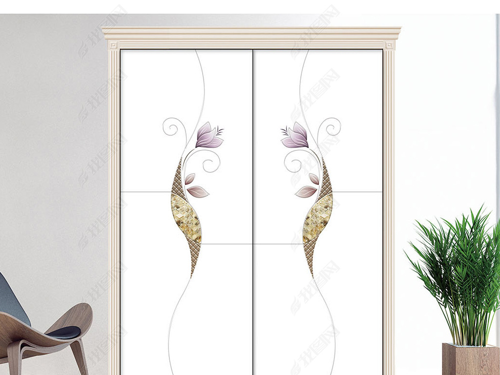 家居图案 移门 衣柜移门 > uv打印雕刻花朵花纹衣柜移门图片背景柜子