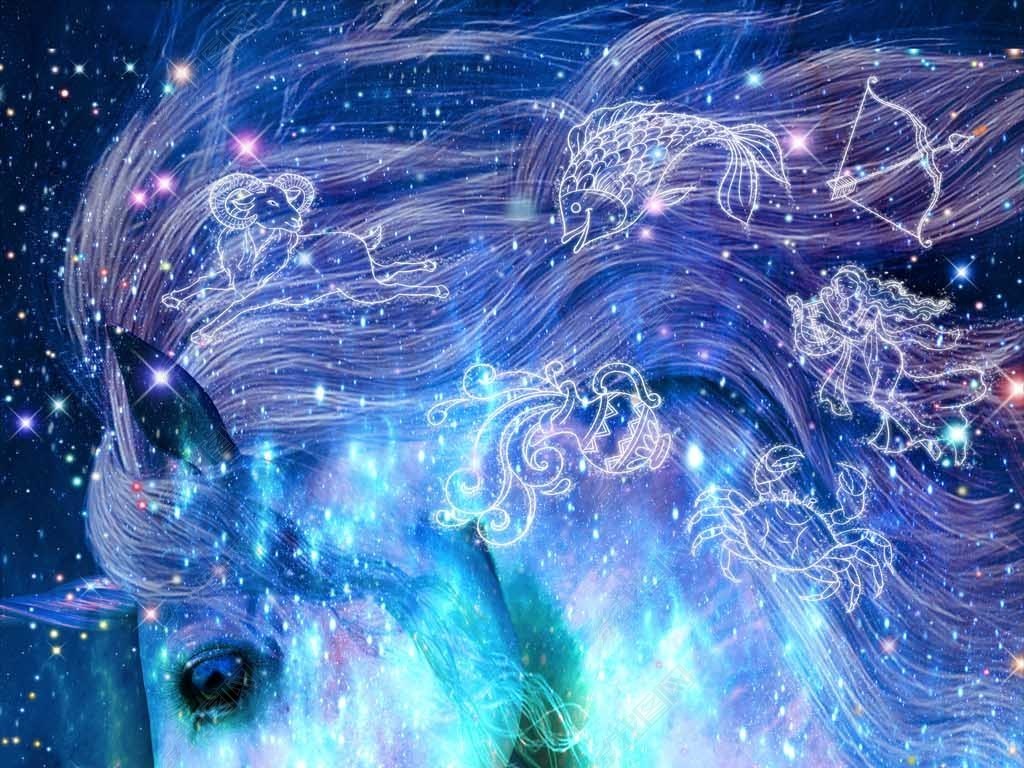 原创梦幻12星座独角兽玄关背景装饰画