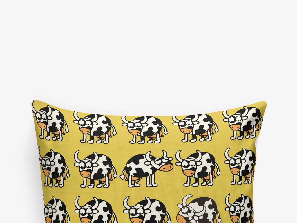 卡通花奶牛抱枕印花图案