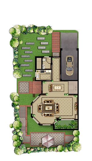 别墅彩色平面psd分层模板