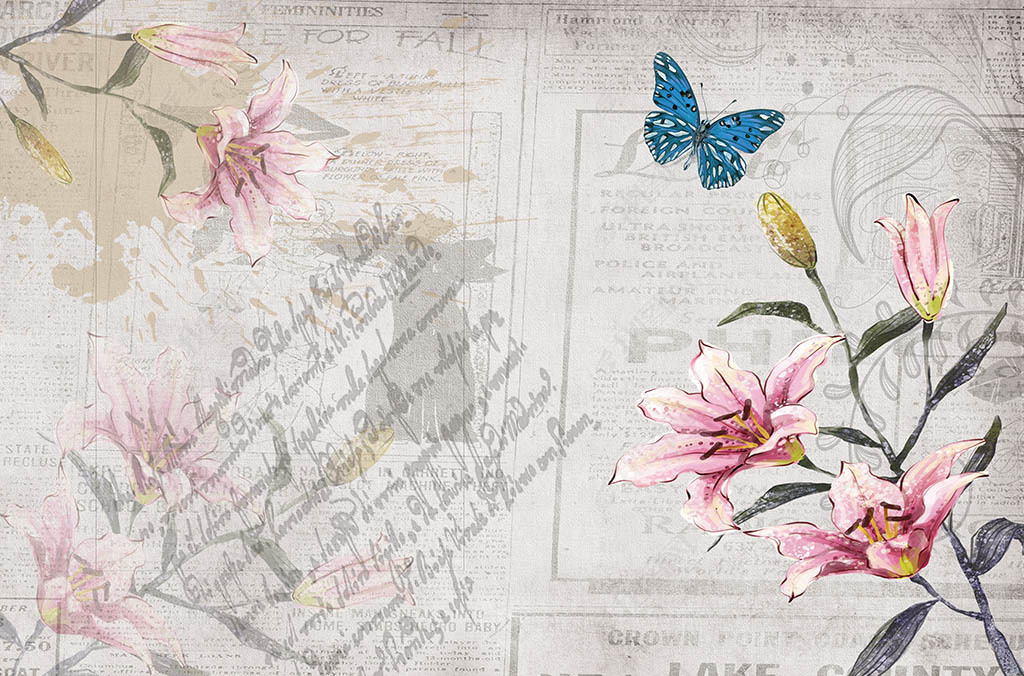 原创欧式花朵复古背景墙