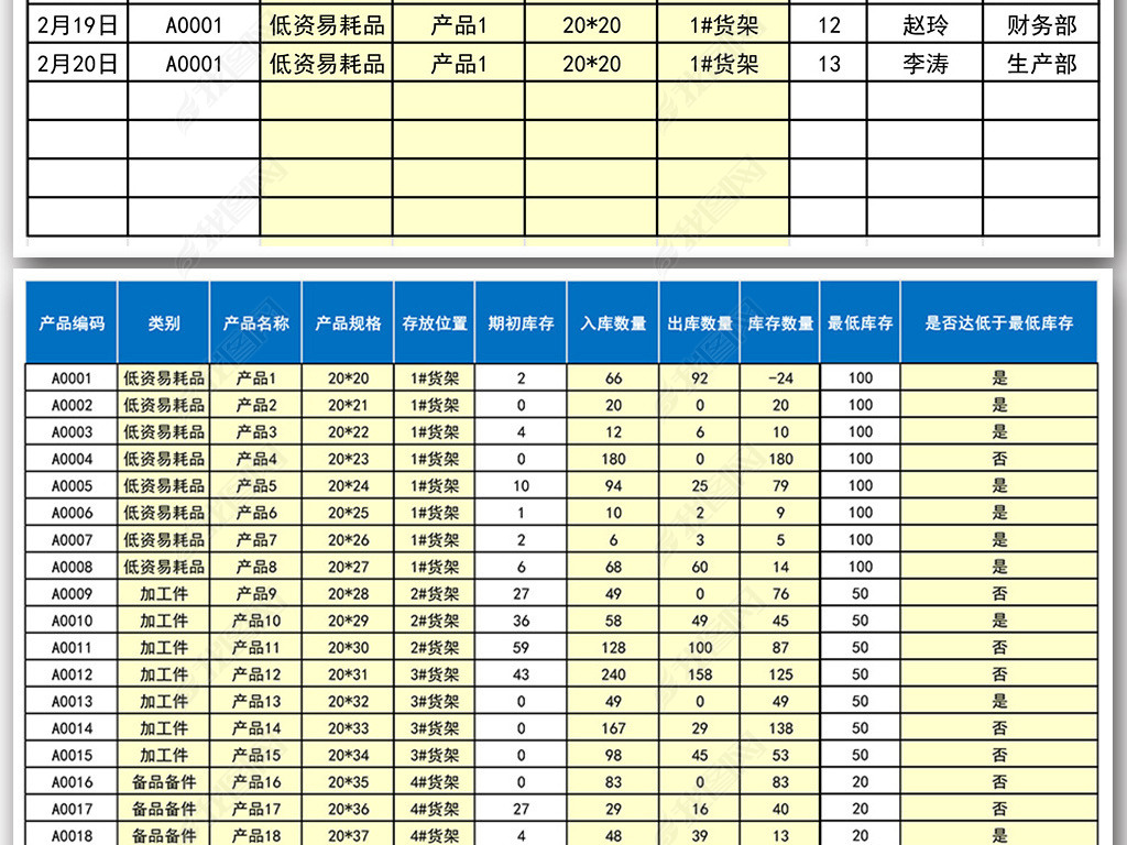 库房货品出入库管理系统Excel表格模板