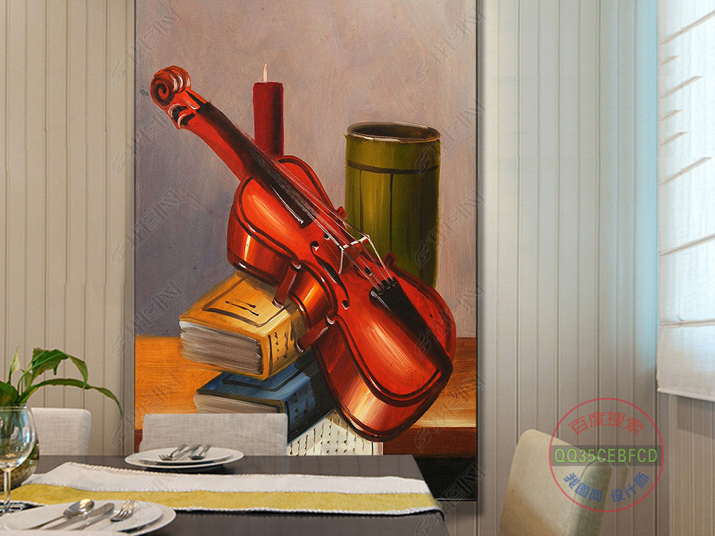 原创手提琴油画