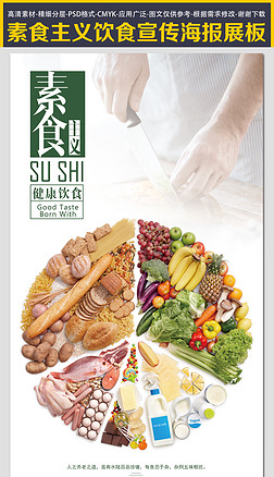 素食宣传海报海报设计|素食主义健康饮食宣传海报