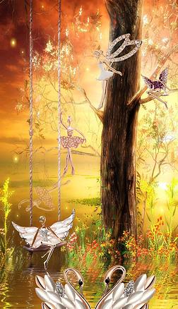 荡秋千美女玄关|天使乐园珠宝人物梦幻唯美珠宝玄关