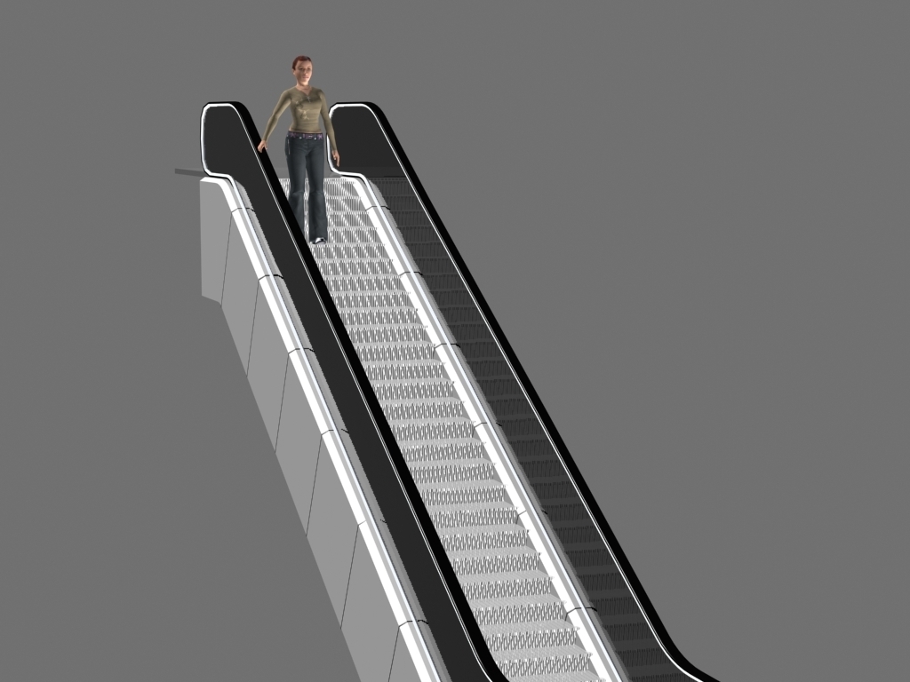 电梯动画乘坐电动扶梯下行3D模型