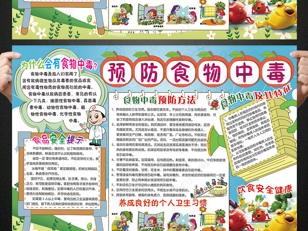 原创预防食物中毒小报健康饮食手抄报电子小报版权可商用