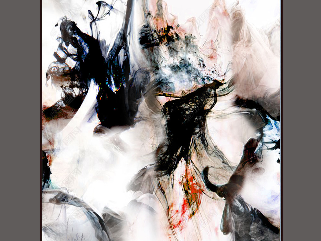 中式烟雾水墨旭日东升玄关背景装饰画下载-编号16251383-动物花鸟玄关