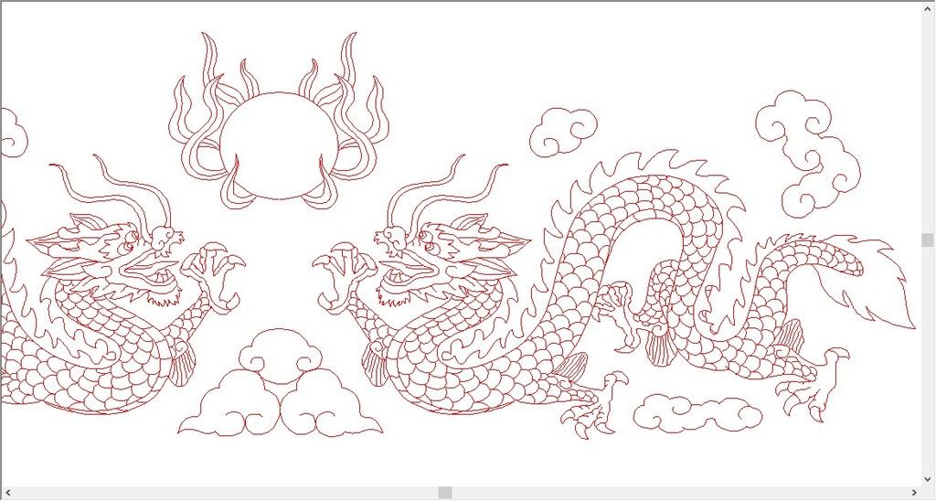 双龙戏珠线雕图cad格式