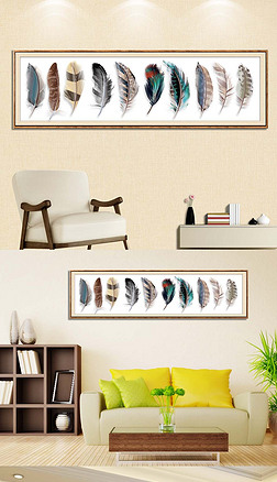 北欧简约羽毛装饰画床头画