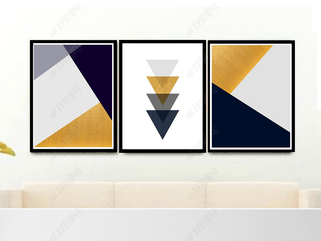 黄与灰北欧简约几何图形抽象画