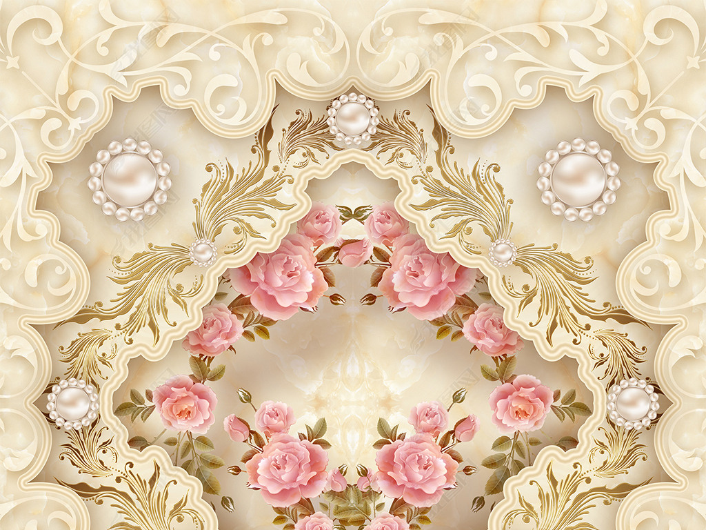 欧式奢华浮雕大理石玄关过道背景墙