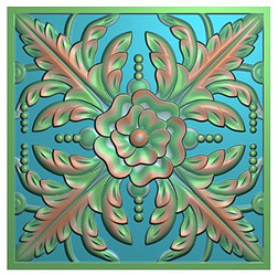 方形洋花门花没线条精雕图灰度图