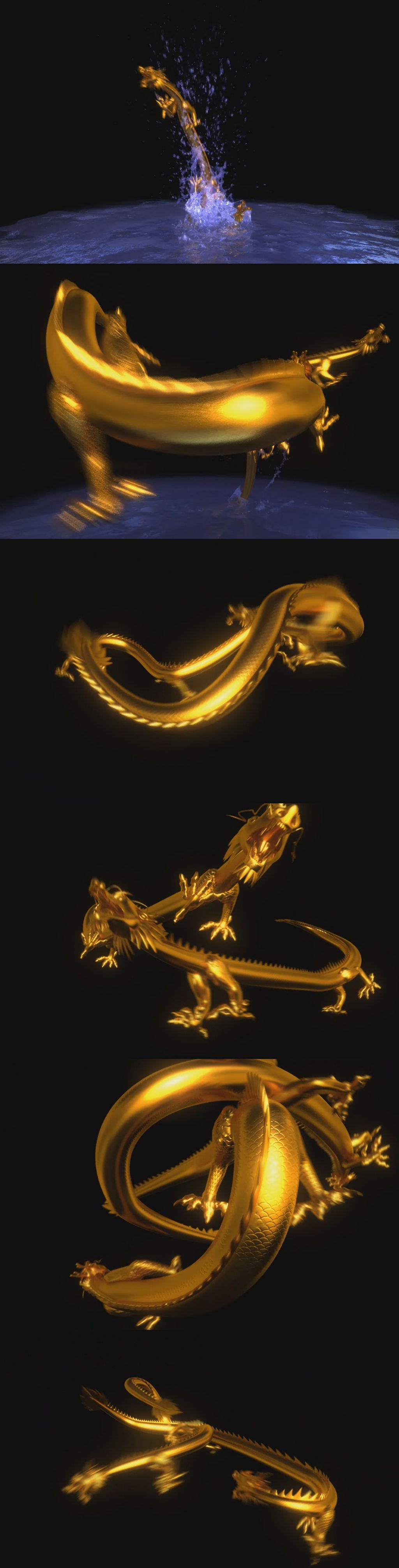 大气震撼金色巨龙龙出水变瓶
