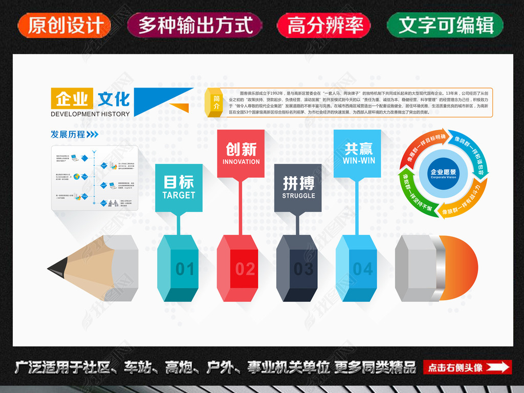简约企业文化墙\/公司简介海报\/企业愿景