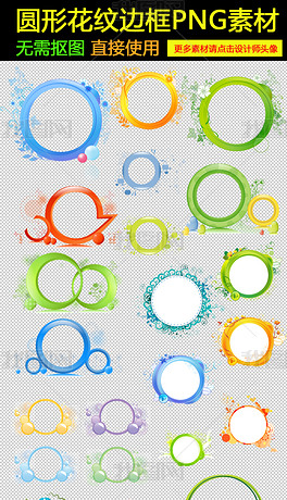 圆形花纹边框png素材