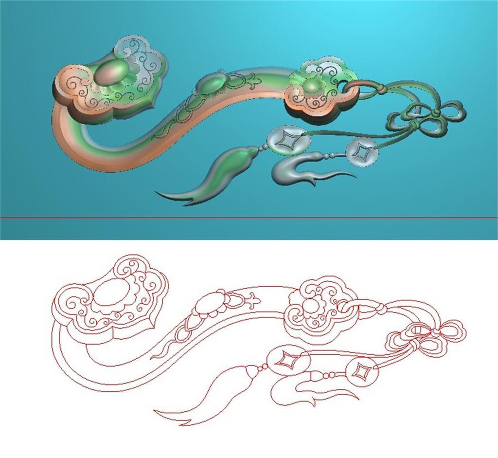 精雕图电脑雕刻图浮雕图如意板小如意jdp文件木雕素材