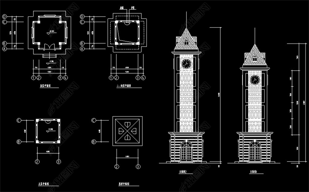钟楼建筑cad施工图下载-编号16317837-cad图纸-我图网