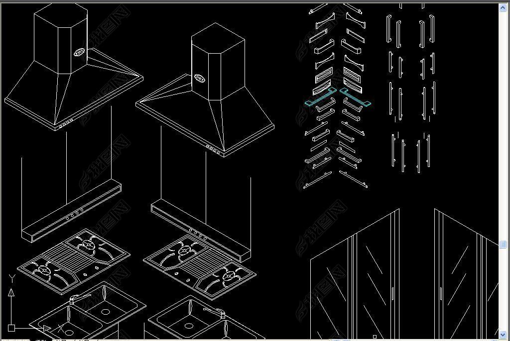 原创橱柜轴测模版cad图库版权可商用