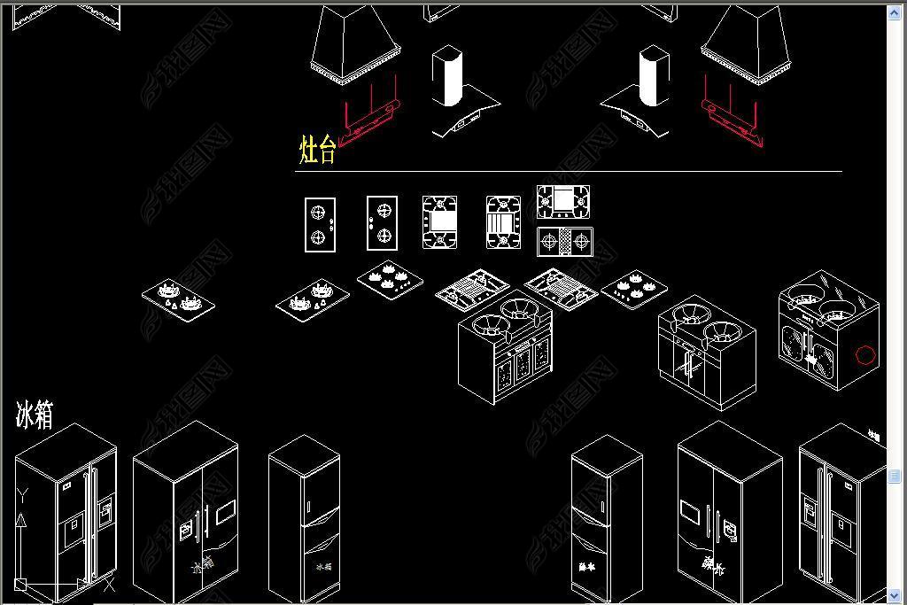 原创橱柜轴测模版cad图库版权可商用